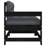 Garden Chair with Cushions Black Solid Wood Pine