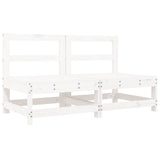 Middle Sofas with Cushions 2 pcs White Solid Wood Pine