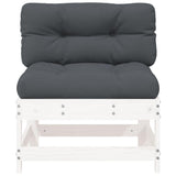 Middle Sofas with Cushions 2 pcs White Solid Wood Pine - 45-Degree Angle