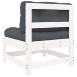 Middle Sofas with Cushions 2 pcs White Solid Wood Pine - Rear View