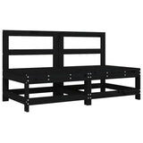 Middle Sofas with Cushions 2 pcs Black Solid Wood Pine - Side View