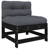 Middle Sofas with Cushions 2 pcs Black Solid Wood Pine - Top-Down View