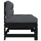 Middle Sofas with Cushions 2 pcs Black Solid Wood Pine - Close-Up Angle