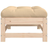 Garden Footstools with Cushions 2pcs Solid Wood Pine - Rear View