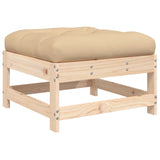 Garden Footstools with Cushions 2pcs Solid Wood Pine - Close-Up Angle