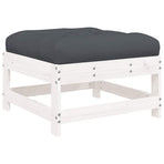 Garden Footstools with Cushions 2pcs White Solid Wood Pine