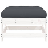 Garden Footstools with Cushions 2pcs White Solid Wood Pine - 45-Degree Angle