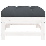 Garden Footstools with Cushions 2pcs White Solid Wood Pine