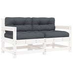 Garden Chairs with Cushions 2 pcs White Solid Wood Pine