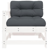 Garden Chairs with Cushions 2 pcs White Solid Wood Pine - 45-Degree Angle