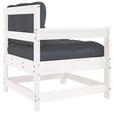 Garden Chairs with Cushions 2 pcs White Solid Wood Pine - Rear View