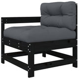 Garden Chairs with Cushions 2 pcs Black Solid Wood Pine - Top-Down View