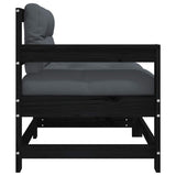Garden Chairs with Cushions 2 pcs Black Solid Wood Pine - Close-Up Angle