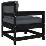 Garden Chairs with Cushions 2 pcs Black Solid Wood Pine - Rear View