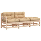 3 Piece Garden Lounge Set with Cushions Solid Wood - Front View