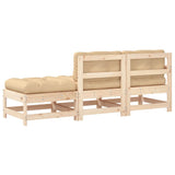 3 Piece Garden Lounge Set with Cushions Solid Wood - Close-Up Angle