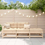 3 Piece Garden Lounge Set with Cushions Solid Wood