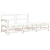 3 Piece Garden Lounge Set with Cushions White Solid Wood - Side View