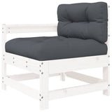 3 Piece Garden Lounge Set with Cushions White Solid Wood - Top-Down View