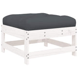 3 Piece Garden Lounge Set with Cushions White Solid Wood - Rear View