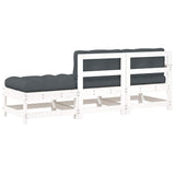 3 Piece Garden Lounge Set with Cushions White Solid Wood - Close-Up Angle
