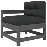 3 Piece Garden Lounge Set with Cushions Grey Solid Wood - Top-Down View