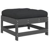 3 Piece Garden Lounge Set with Cushions Grey Solid Wood - Rear View