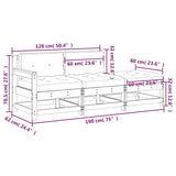 3 Piece Garden Lounge Set with Cushions Grey Solid Wood - Extra Image