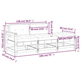 3 Piece Garden Lounge Set with Cushions Grey Solid Wood - Extra Image