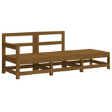 3 Piece Garden Lounge Set with Cushions Honey Brown Solid Wood - Side View
