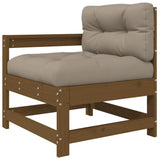 3 Piece Garden Lounge Set with Cushions Honey Brown Solid Wood - Top-Down View