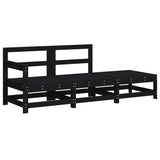 3 Piece Garden Lounge Set with Cushions Black Solid Wood - Side View
