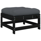 3 Piece Garden Lounge Set with Cushions Black Solid Wood - Rear View