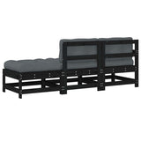 3 Piece Garden Lounge Set with Cushions Black Solid Wood - Close-Up Angle