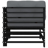 Corner Sofa with Cushions Black Solid Wood Pine - Rear View