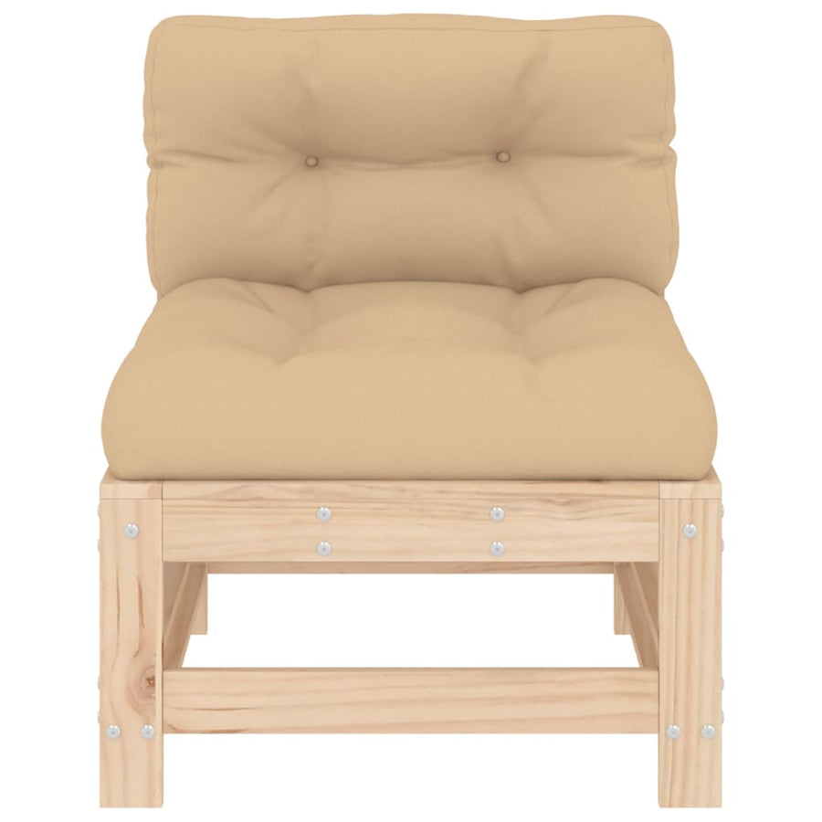Middle Sofa with Cushions Solid Wood Pine