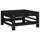 Garden Footstool with Cushion Black Solid Wood Pine - Top-Down View