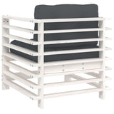 Garden Chairs with Cushions 2 pcs White Solid Wood Pine - Rear View