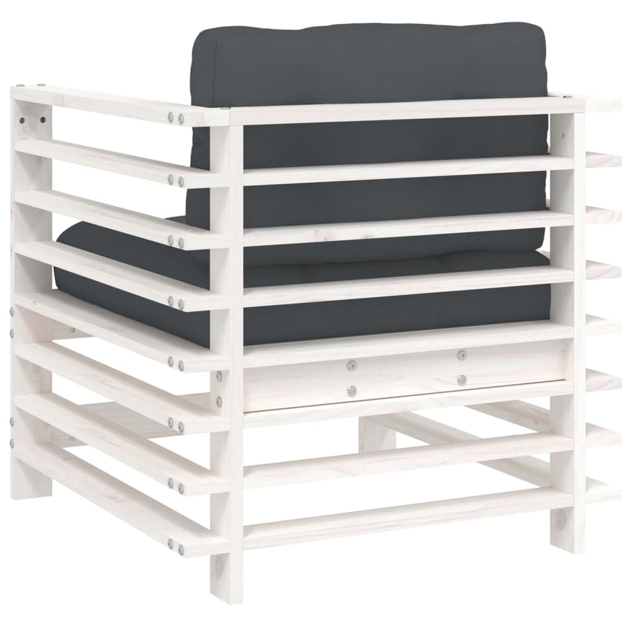 Garden Chairs with Cushions 2 pcs White Solid Wood Pine