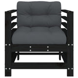 Garden Chairs with Cushions 2 pcs Black Solid Wood Pine