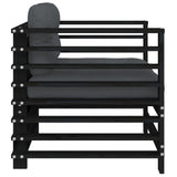 Garden Chairs with Cushions 2 pcs Black Solid Wood Pine - Close-Up Angle