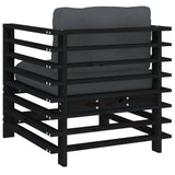 Garden Chairs with Cushions 2 pcs Black Solid Wood Pine - Rear View