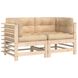 Corner Sofas with Cushions 2 pcs Solid Wood Pine - Front View
