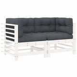 Corner Sofas with Cushions 2 pcs White Solid Wood Pine - Front View
