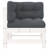 Corner Sofas with Cushions 2 pcs White Solid Wood Pine - 45-Degree Angle