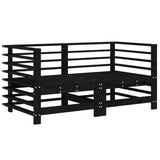Corner Sofas with Cushions 2 pcs Black Solid Wood Pine - Side View