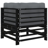 Corner Sofas with Cushions 2 pcs Black Solid Wood Pine - Rear View