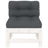 Middle Sofas with Cushions 2 pcs White Solid Wood Pine