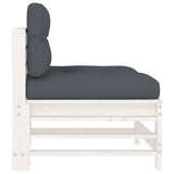 Middle Sofas with Cushions 2 pcs White Solid Wood Pine - Close-Up Angle