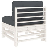 Middle Sofas with Cushions 2 pcs White Solid Wood Pine - Rear View
